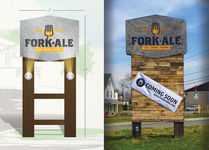 Fork and Ale Restaurant Retail Signage and Branding